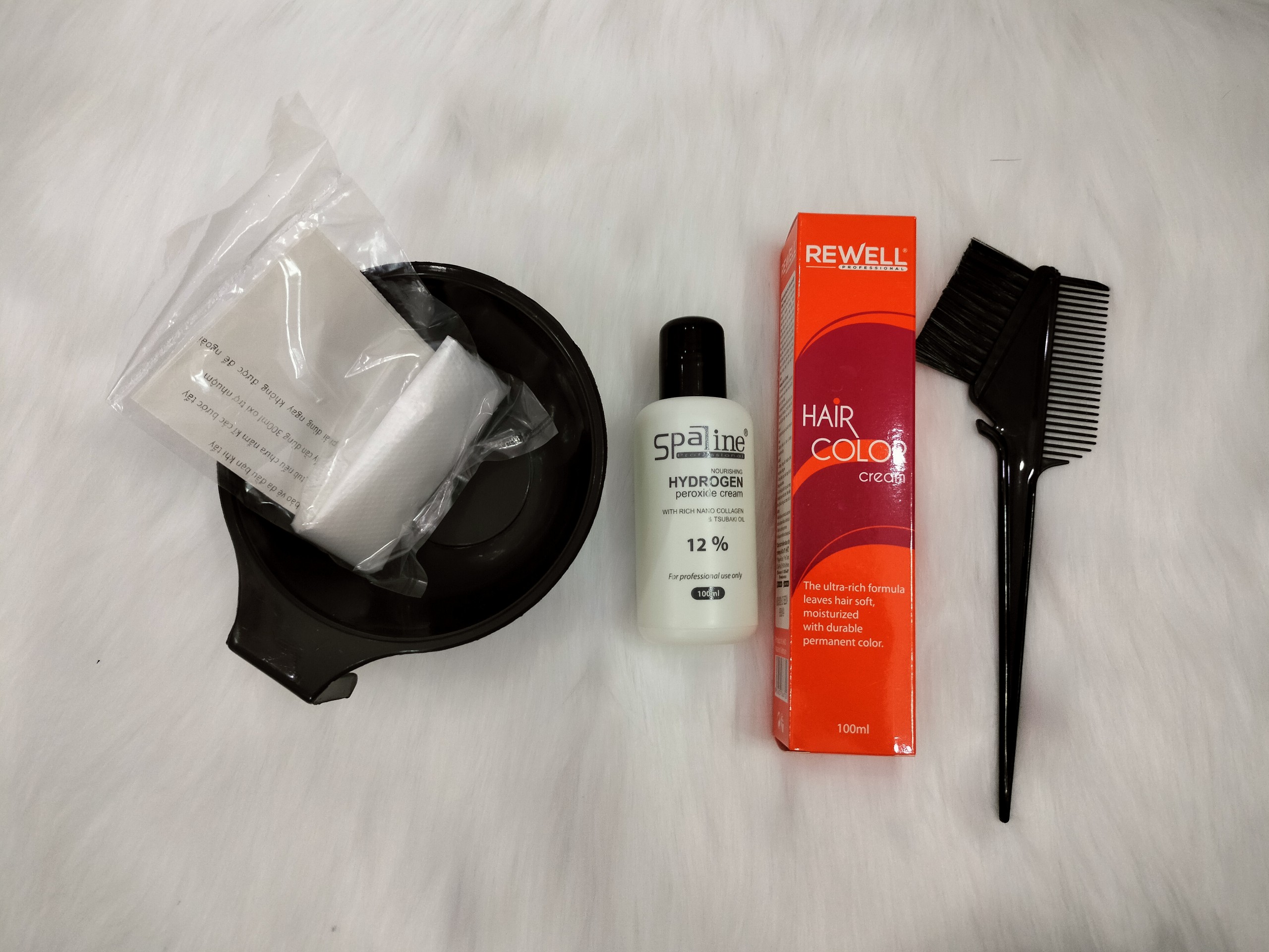 Combo nhuộm Rewell, oxy, bao tay, chén, lược