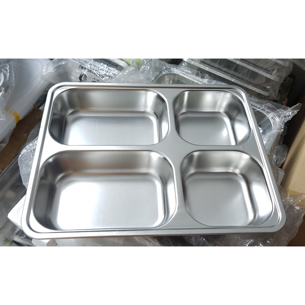 Khay cơm inox 4 ngăn sâu lòng cao cấp