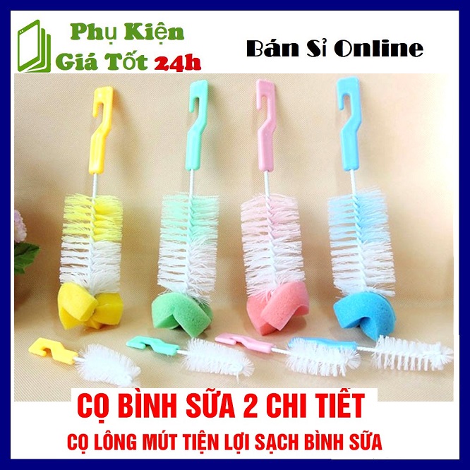 [HCM]⚡ Bộ 2 Cây Rửa Bình Sữa Và N.úm Ti Cho Bé - Dụng Cụ vệ Sinh Bình Sữa Cho Bé ⚡