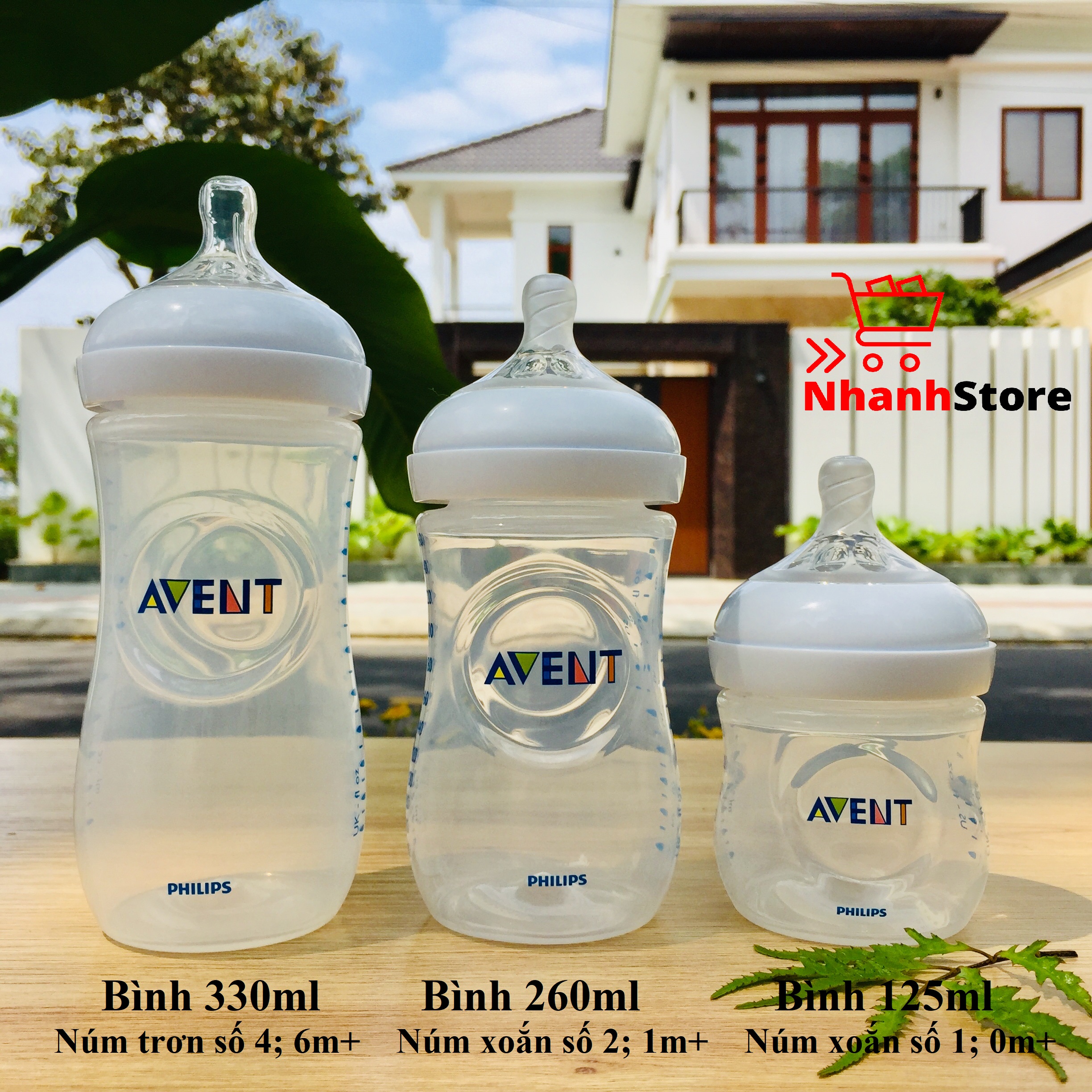 Bình sữa Avent Nautural 125ml [Núm số 1, 0m+] [Màu trắng trong]