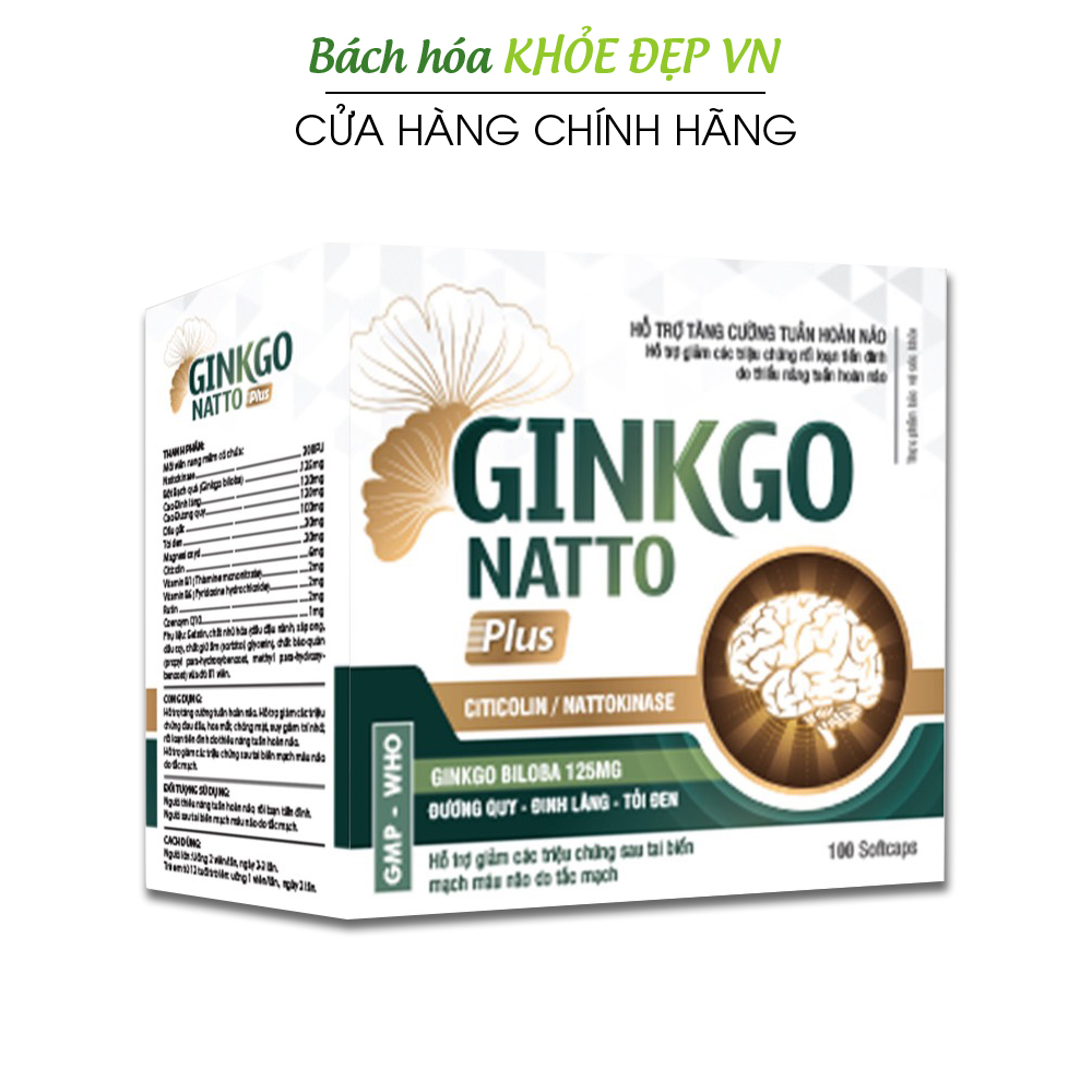 Hoạt huyết dưỡng não GINKGO NATTO PLUS, nattokinase giảm đau đầu, hoa mắt