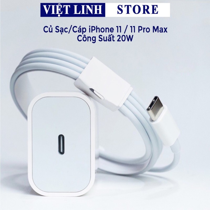 Củ sạc nhanh iPhone chính hãng PD 20W USB-C. Cáp sạc nhanh USB-C Lightning 8/8P/X/XS/11/11Pro - Việt Linh Store