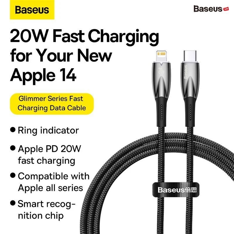 Cáp Sạc Nhanh Baseus Glimmer Series Fast Charging Data Cable USB to Lightning 2.4A
