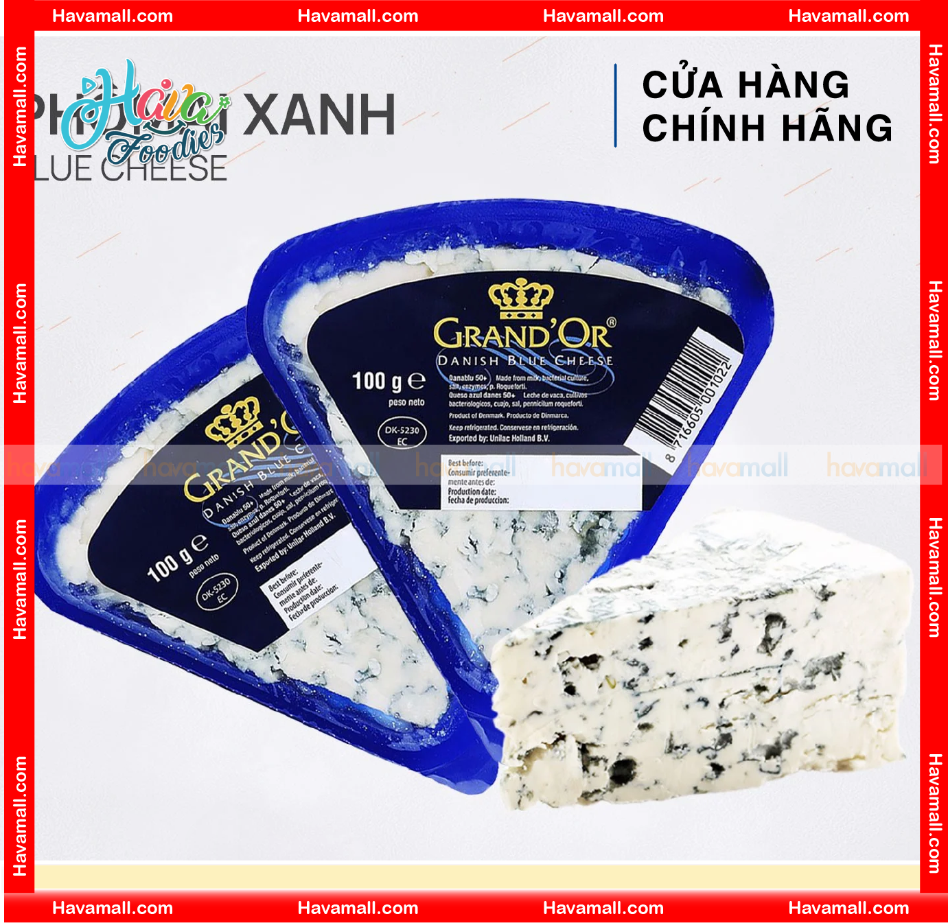 [HOÀN TIỀN MAX 10%] [CHỈ GIAO HỎA TỐC TẠI HCM] Phô Mai Xanh Danablue Grand’Or 100gr