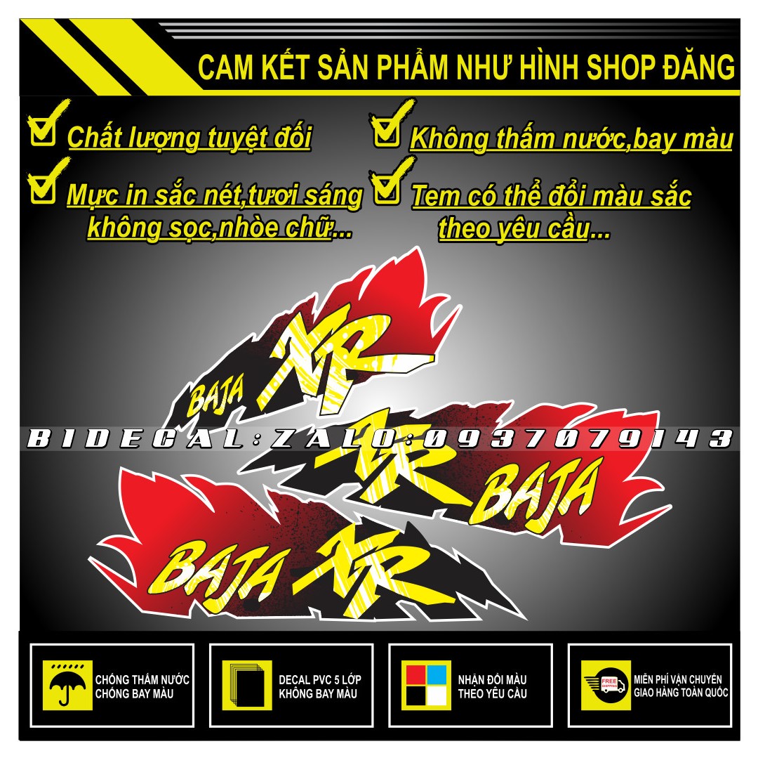 TEM RỜI DIO BAJA XR PHỐI TRẮNG ĐỎ
