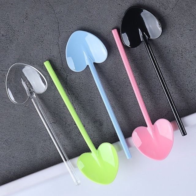 Combo 5 Muỗng trộn kem hình trái tim nhiều màu - muỗng tim lấy kem