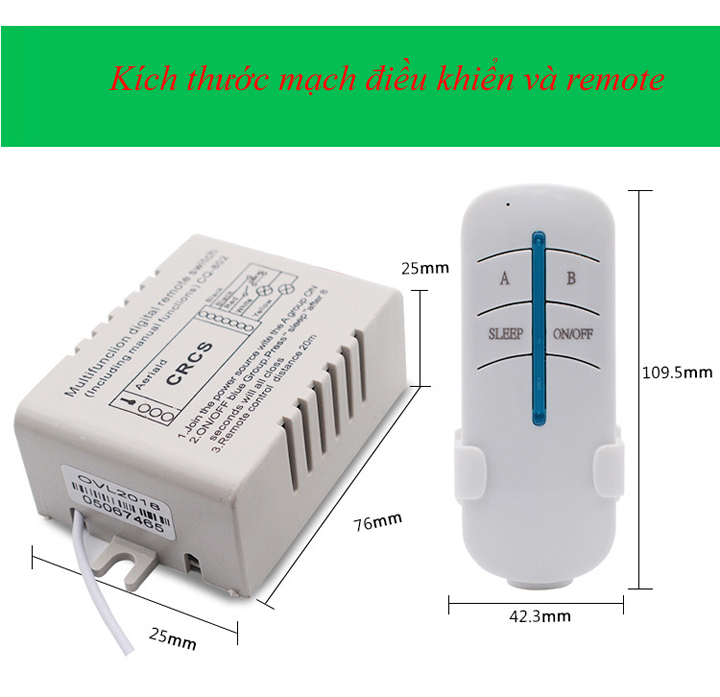 Công tắc điều khiển từ xa 2 kênh (2 cổng) trắng