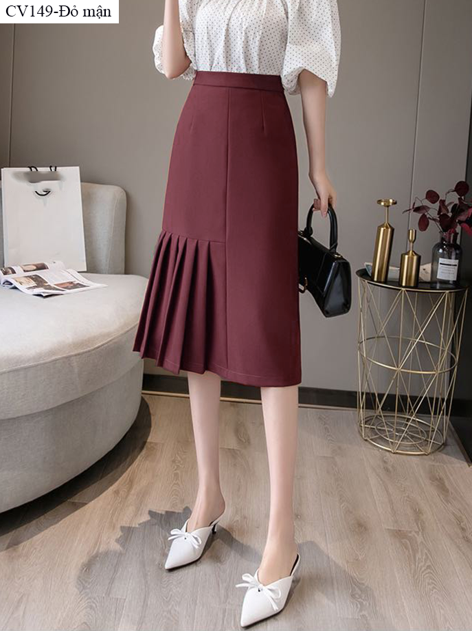 CV149 CHÂN VÁY PHỐI KIỂU XẾP LY