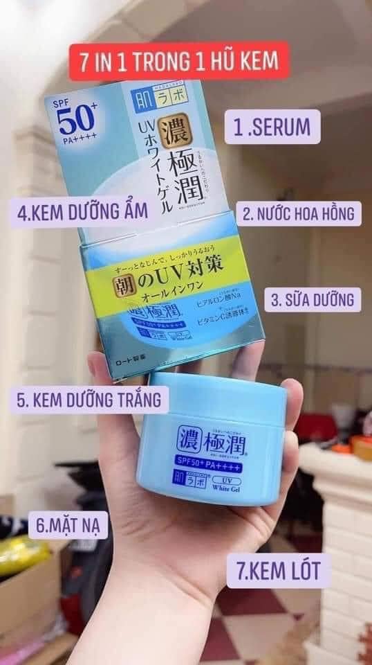 KEM DƯỠNG NGÀY TRẮNG DA CHỐNG NẮNG UV WHITE GEL HADALABO Nhật Bản