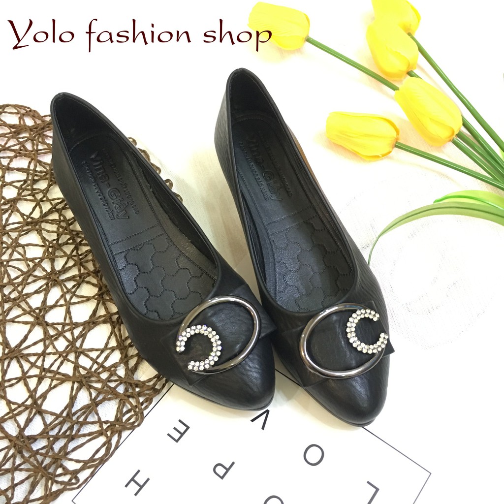M20 Giày cao gót nữ da lì đế 4cm siêu mềm êm chân