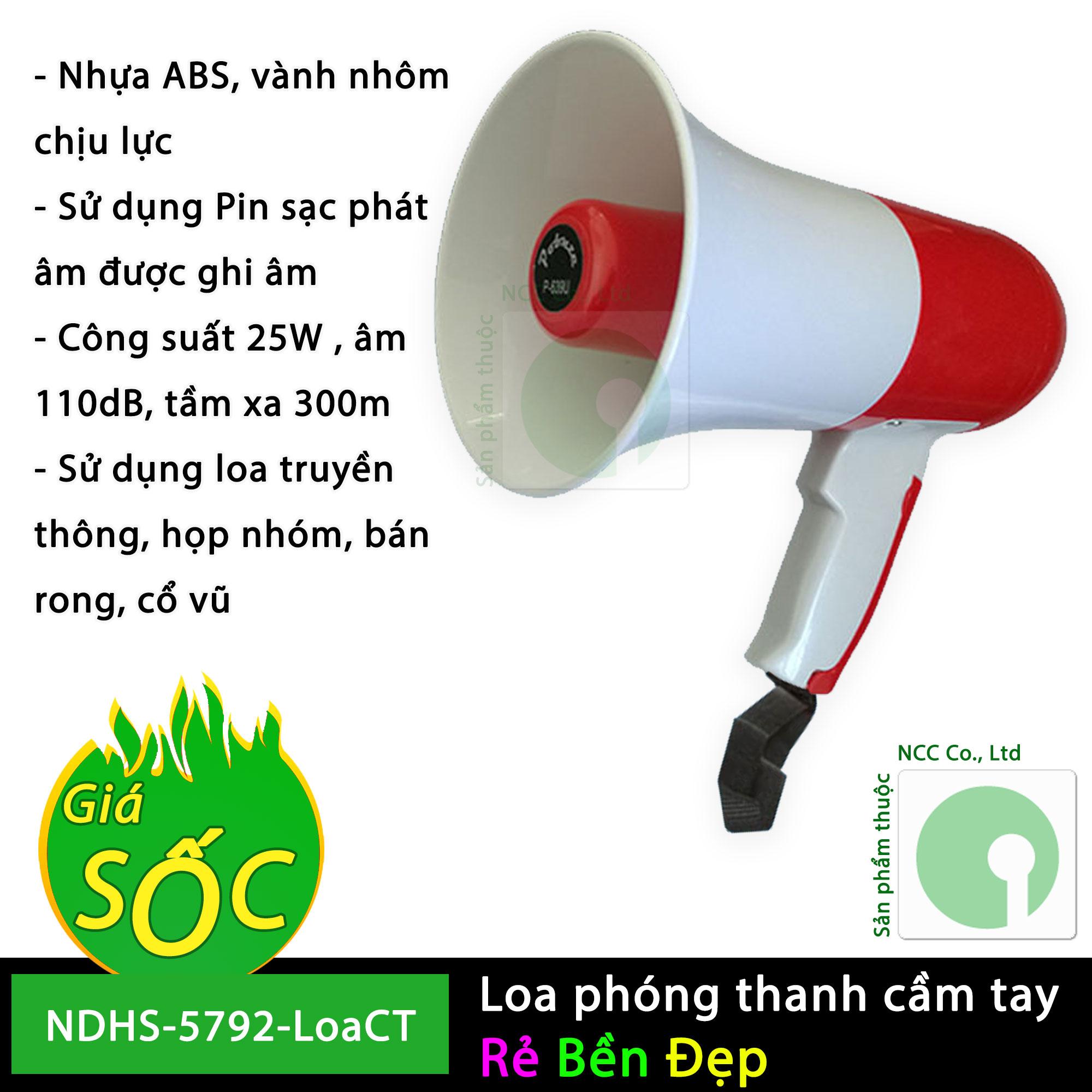 Loa cầm tay phóng thanh Megaphone phù hợp cho cổ vũ, truyền thông, bán rong - NDHS-5792-LoaCT (Màu ngẫu nhiên)