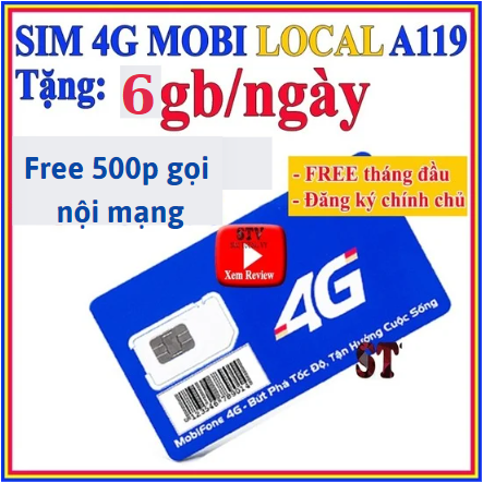 Sim 4G 10 số Mobifone A119 Thay Thế C90N FREE tháng đầu tiên Mỗi tháng Tặng 180GB +500p nội mạng +30p ngoại mạng từ MƯỜNG THANH ROYAL FREESHIP - CHƯA KÍCH HOẠT.