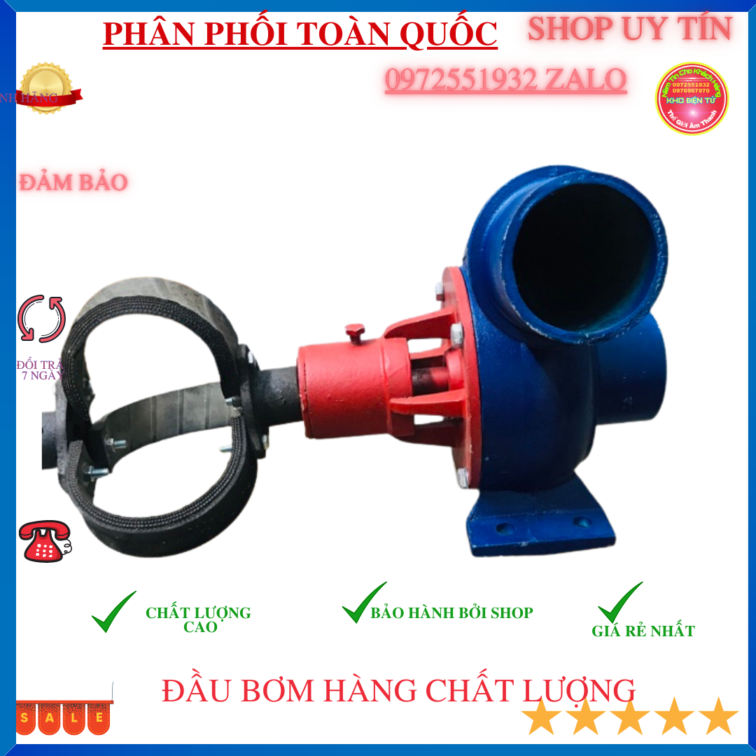 Bộ đầu bơm phi 90mm chế máy 1.5- , chế đầu nổ2.2kw