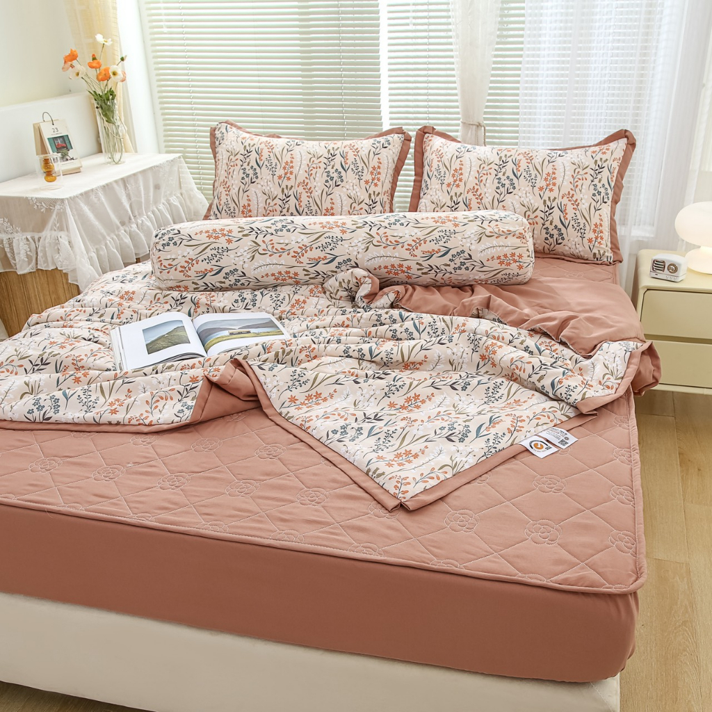 Set đũi Hàn nhập khẩu chăn ga trần 5 món