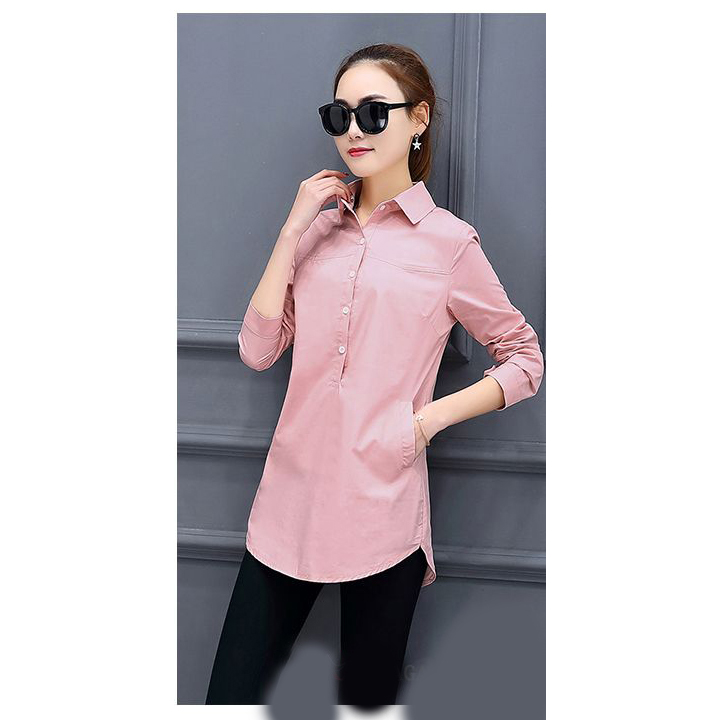 [HCM]Áo Sơ Mi Nữ Form Dài Thời Trang