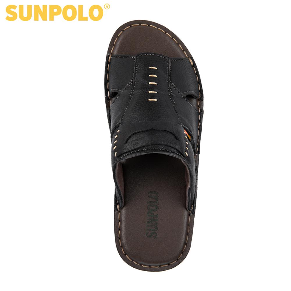 Dép Quai Ngang Nam Da Bò SUNPOLO AQN009 (Đen, Nâu)