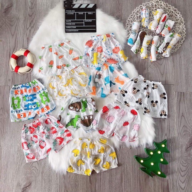 Set 5 quần đùi cotton giấy cho bé sơ sinh, hàng đẹp