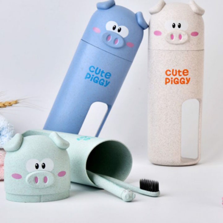 [HCM]Hộp đựng bàn chải hình heo lúa mạch Cute Piggy