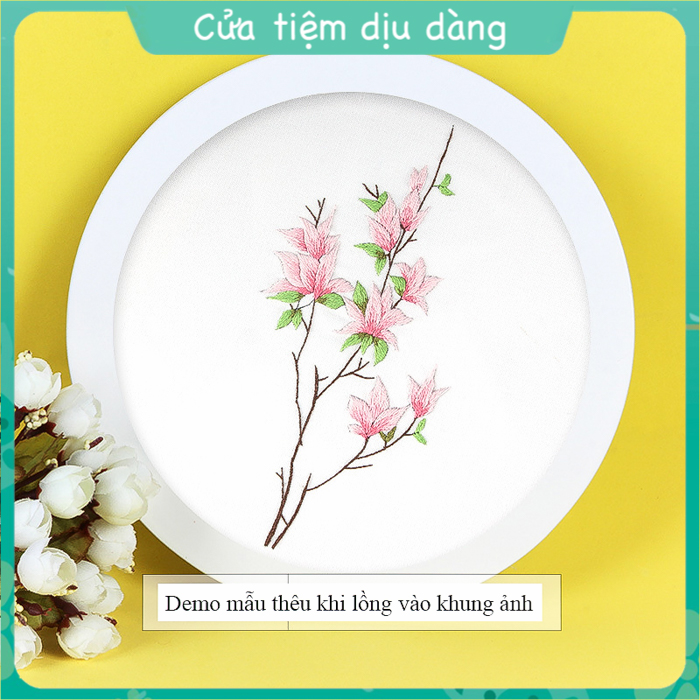 Set thêu embroidery (kèm khung ,vải in sẵn mẫu và chỉ thêu, kim) - thêu hoa làm đồ thủ công