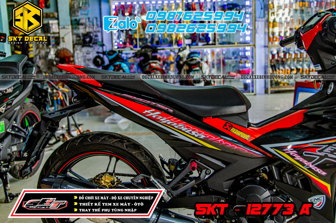 tem rời exciter 150 đen đỏ hayabusa