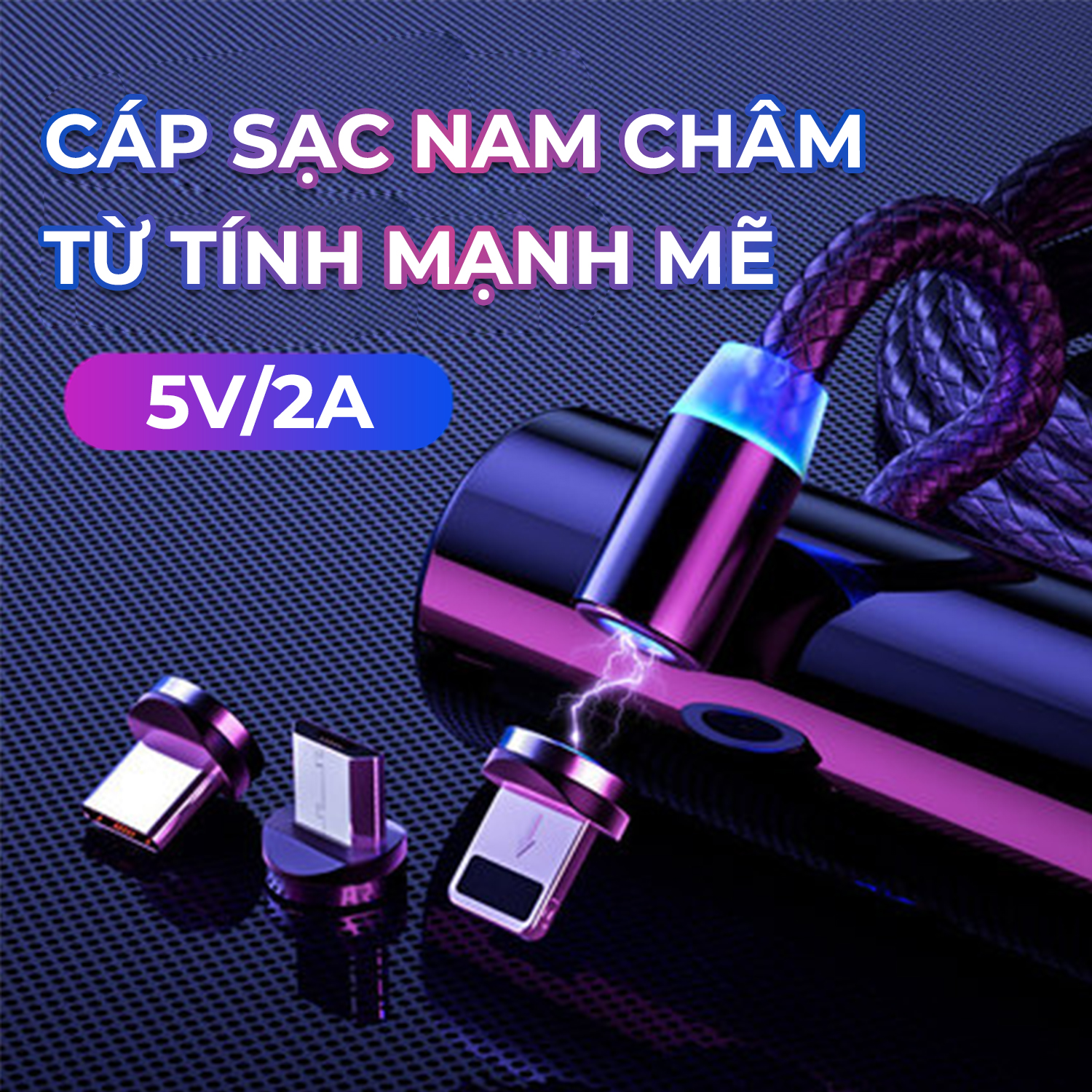 [HCM][Full Bộ] Cáp Sạc Nam Châm Từ Tính 3 trong 1 Dành Cho  Iphone Android Micro USB Type C Xoay 360 Độ