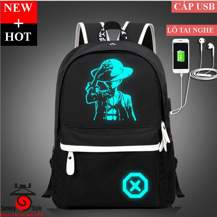 Ba lô phát sáng hình luffy ( tặng cáp sạc USB )