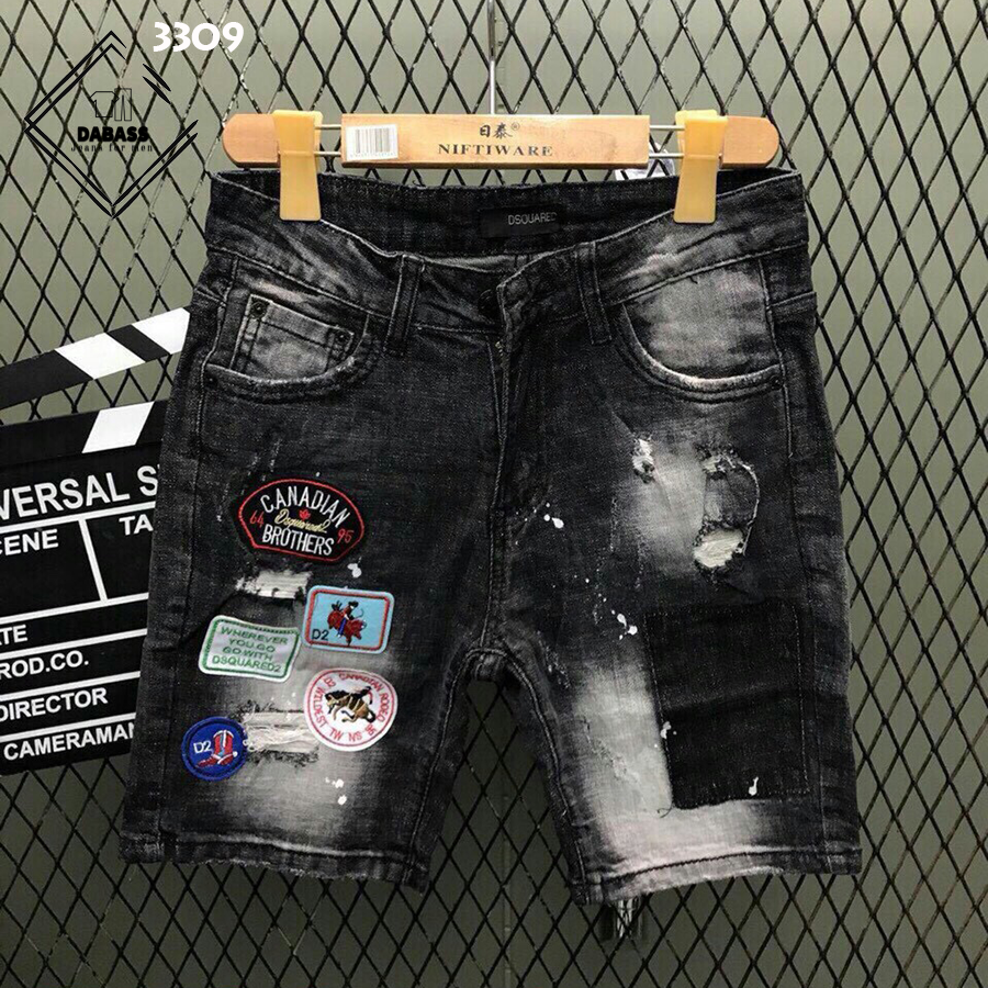 [HCM][Có Video] Quần Short Jean Nam Quần Sọt Jean Màu Đen Thêu Logo Kèm Vẩy Sơn Cá Tính Chất Vải Mềm Chuẩn Form Mang Đến Cảm Giác Thoải Mái Khi Mặc S3309
