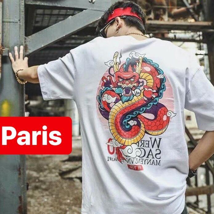 ÁO THUN NAM NỮ UNISEX RỒNG THIÊNG 7 VIÊN NGỌC RỒNG FORM RỘNG TAY LỠ HOT TREND MẠNH MẼ SÀNH ĐIỆU VẢI DÀY MIN - PARIS FASHION
