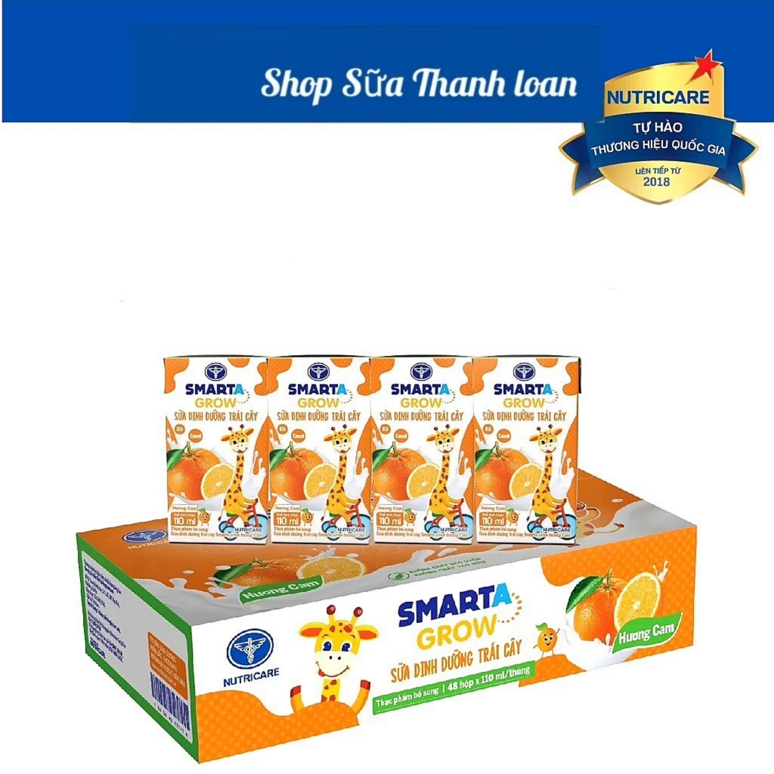 Thùng 48 hộp sữa nước nutricare smarta grow 110ml vị cam/ nho/ dâu/ trái cây nhiệt đới.
