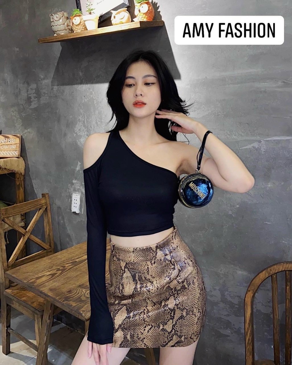 Áo Croptop 1 Tay Dài Hở Vai Siêu Chất