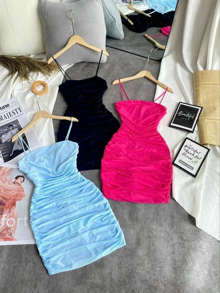 Đầm Hai Dây Nhún Body