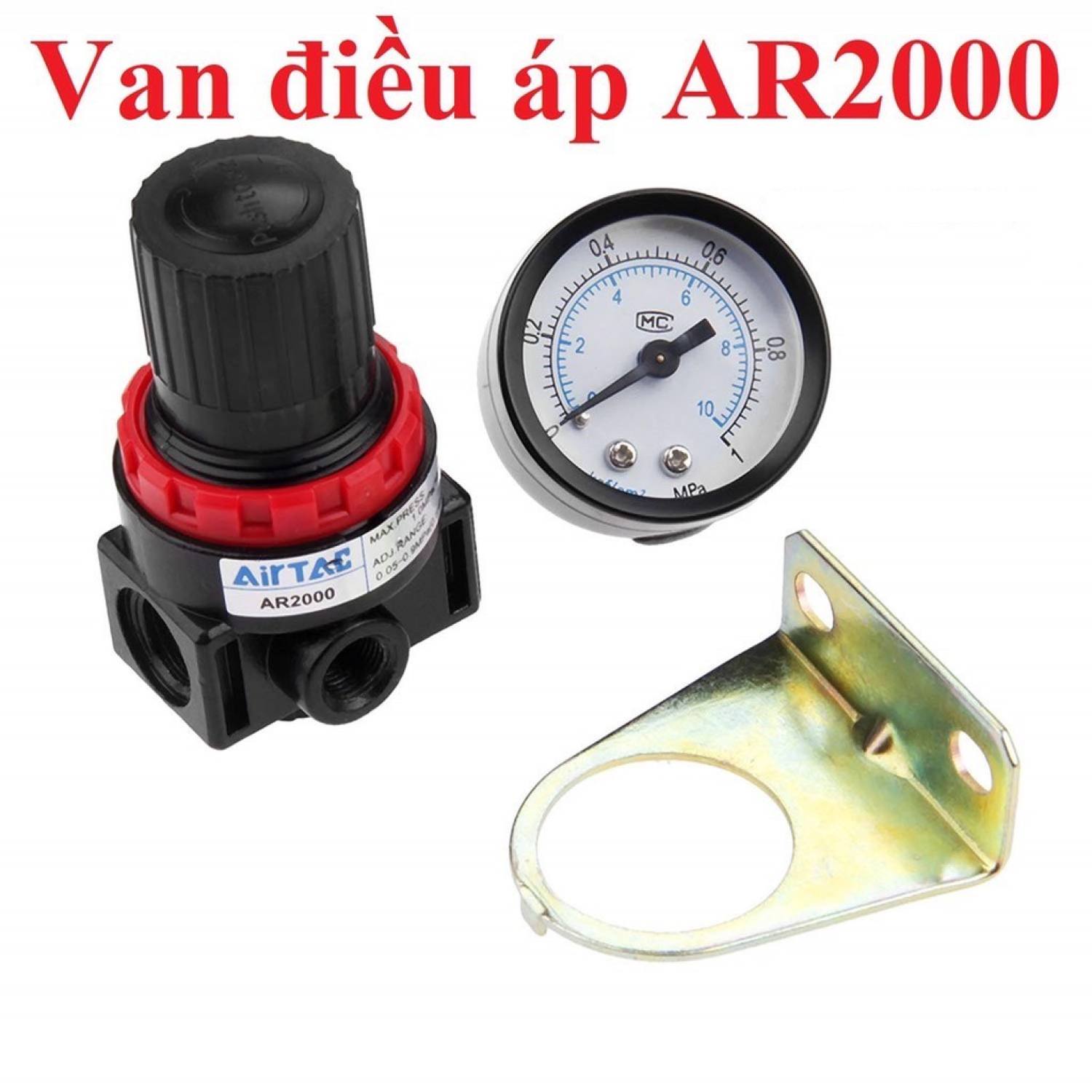 Van điều áp khí nén airtac ar 2000 , van điều chỉnh áp suất khí nén, van giảm áp khí nén, van điều áp ar 2000