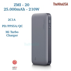 Pin sạc dự phòng ZMI Pro No.20 – 25000mAh 210W 2C1A PD 100W Mi Turbo Charger Max 120W