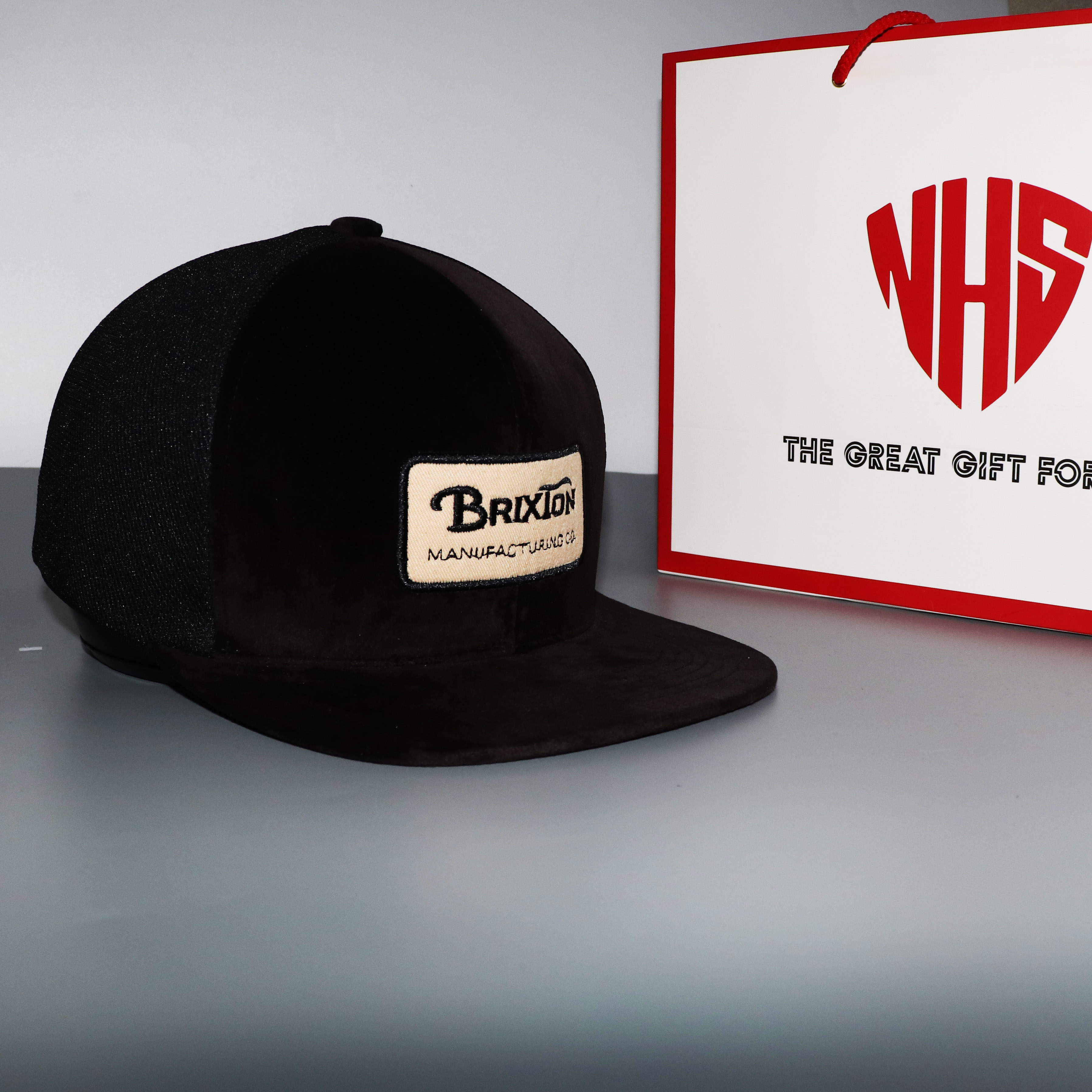 Nón snapback NHS Brixton nhung đen lưới BRNhung.