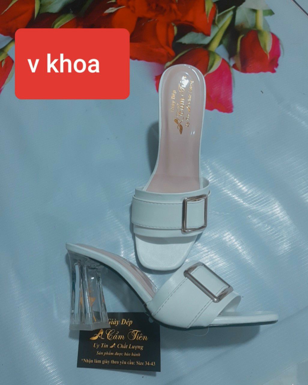 [HCM]giày nữ kiểu khóa gót hoa 7 phân
