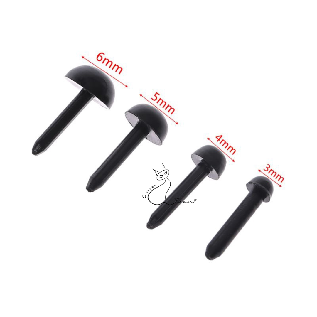 Mắt đinh đen không chốt | Mắt thú len DIY