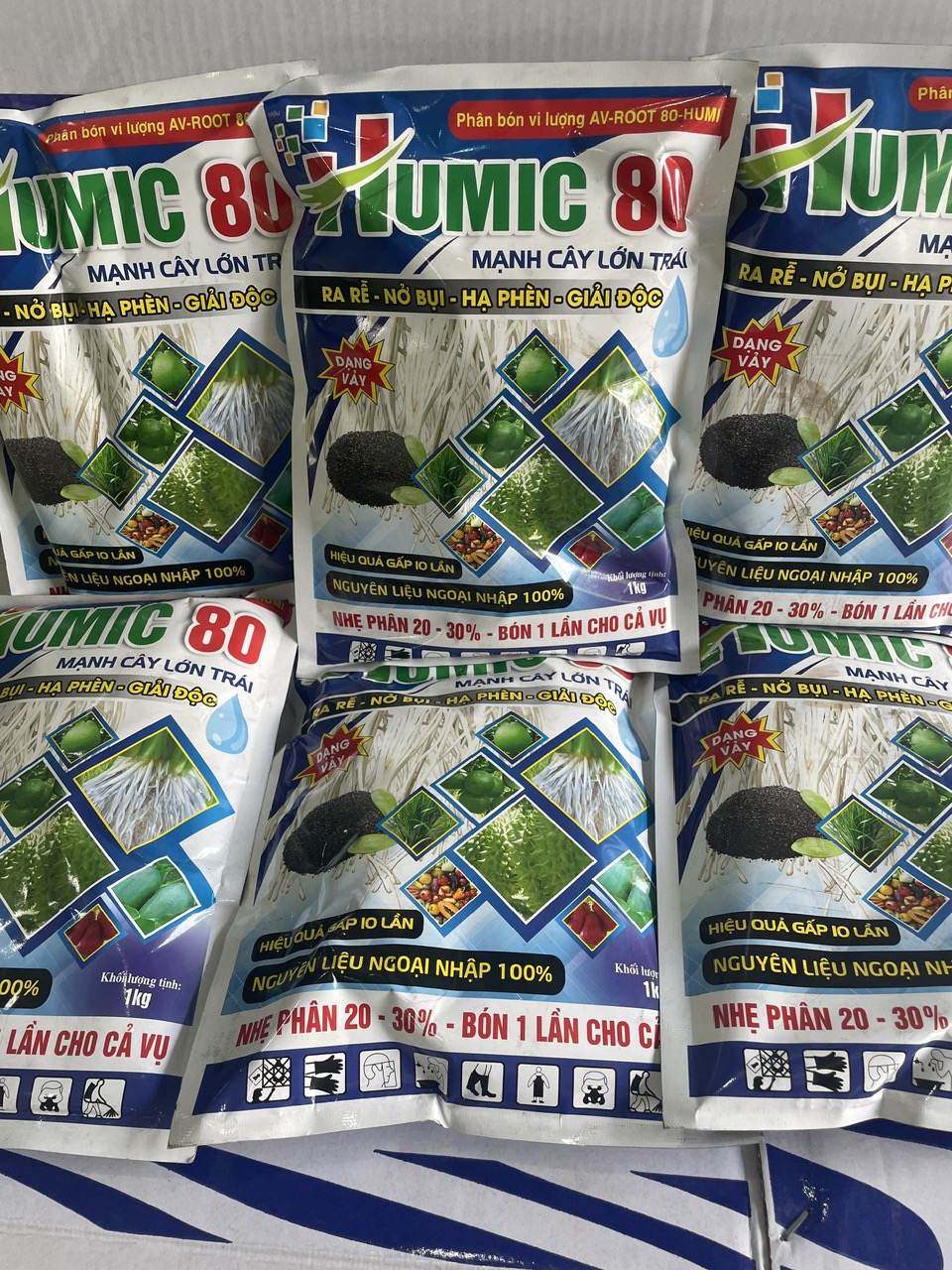 HUMIC 80 GÓI 1KG: MẠNH CÂY LỚN TRÁI, RA RỄ, NỞ BỤI, HẠ PHÈN, GIẢI ĐỘC ...