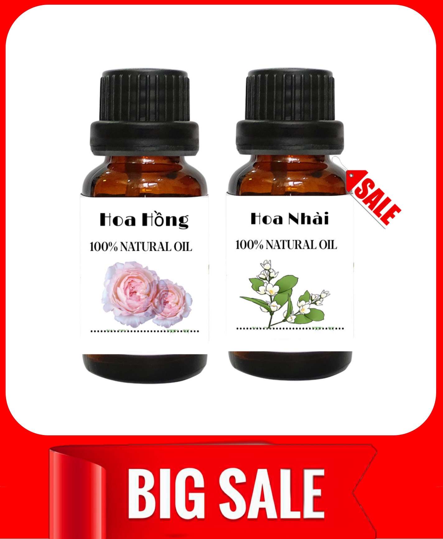 [HCM]Bộ 2 tinh dầu hoa hồng và tinh dầu hoa nhài giúp điều hòa sức khỏe giảm căng thẳng kích thích các giác quan