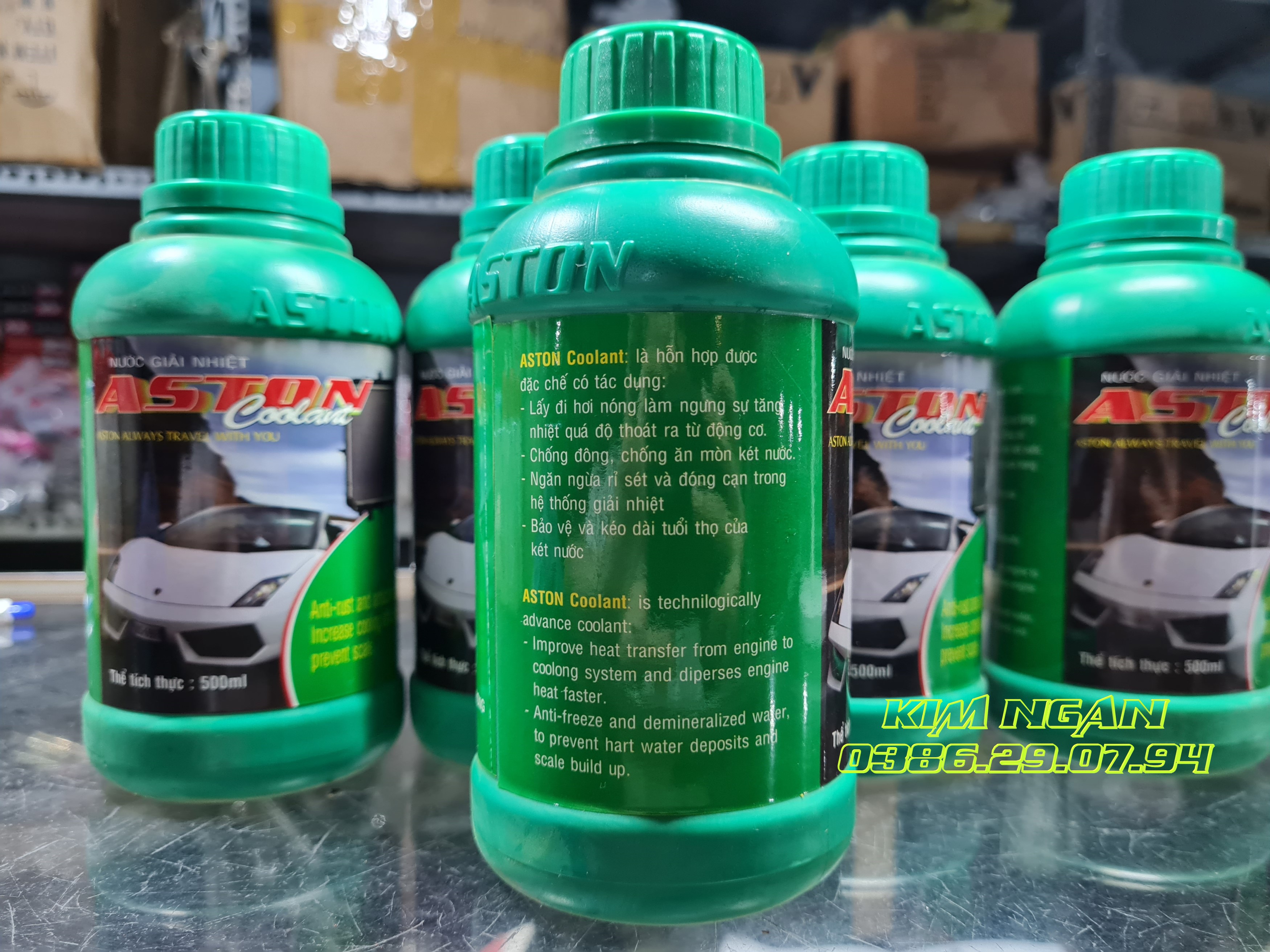 [HCM]Nước làm mát động cơ Aston 500ml (xanh)
