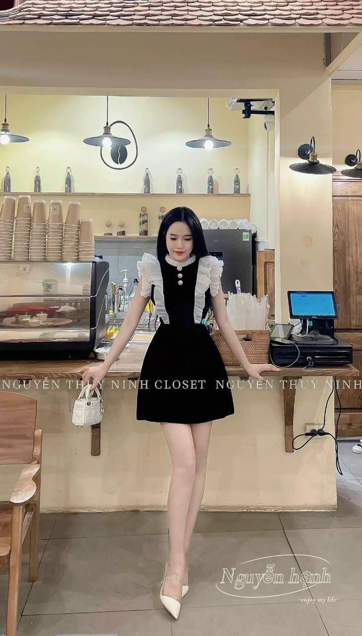 Đầm Phối Bèo Voan Xếp Ly