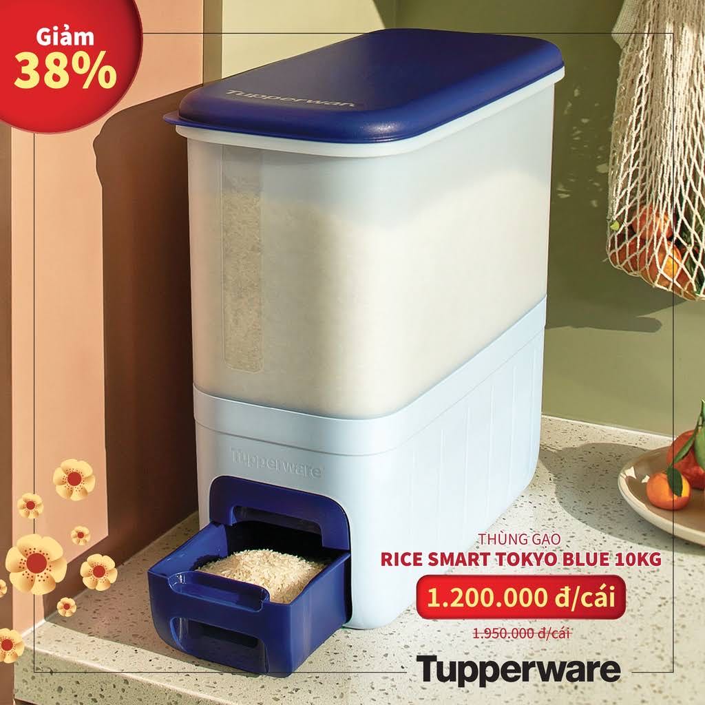 Thùng Gạo Tupperware Ricesmart Aqua 10kg - Tupperware Mall Chợ Lớn