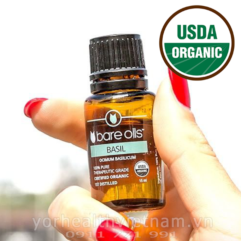 Tinh dầu húng quế - Basil Essential Oil (Tinh dầu hữu cơ Bare Oils - USDA Organic) 15ml cao cấp