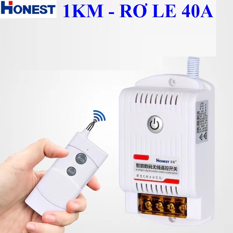 Bộ Công Tắc Điều Khiển Từ Xa 1Km Honest với Công Suất 40A/220V, Thiết Kế Nhỏ Gọn Tiện Dụng, Có Chức Năng Học Lệnh