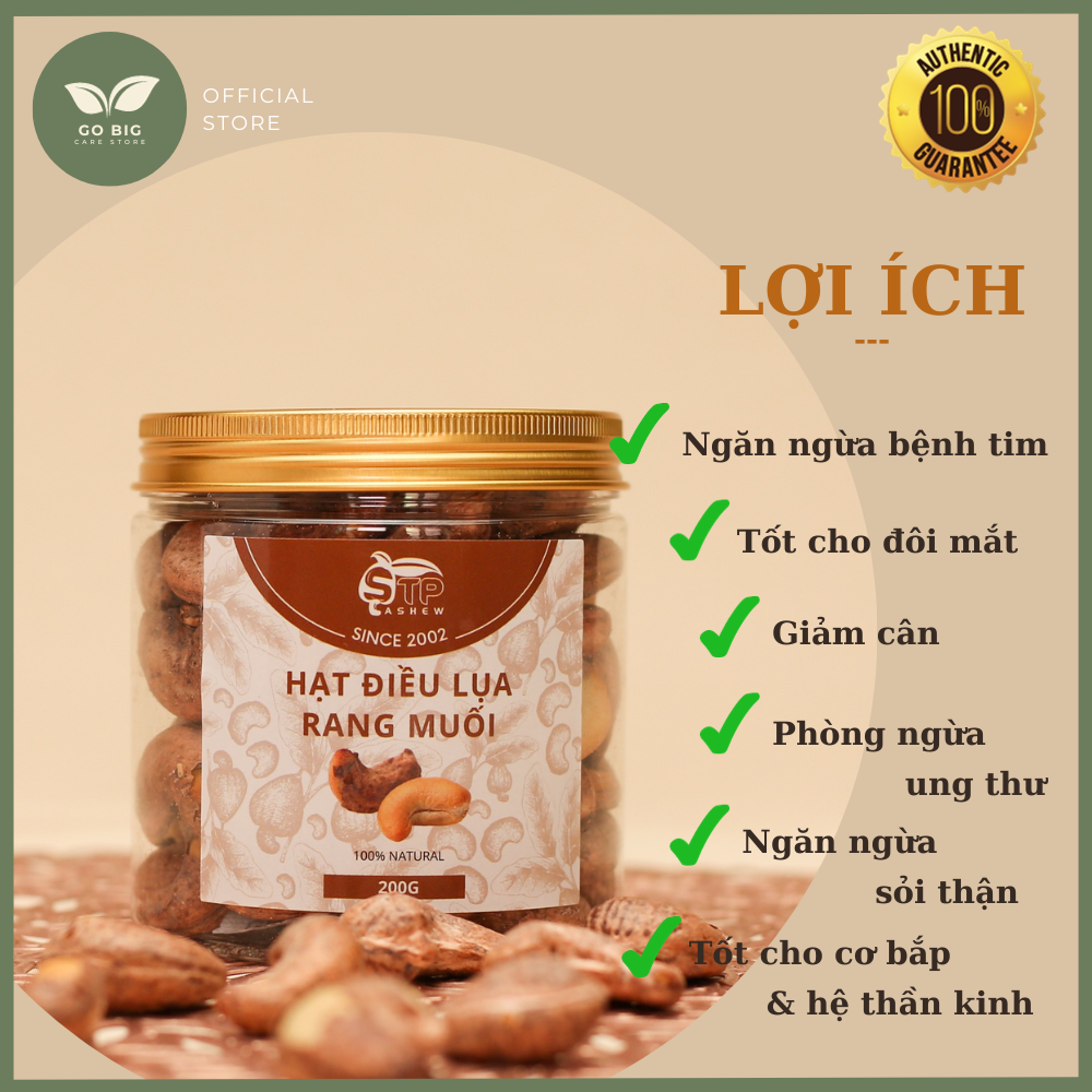 [Hạt điều cao cấp chuẩn quốc tế ISO 9001] Hạt Điều Cao cấp Lụa Rang Muối STP 200g