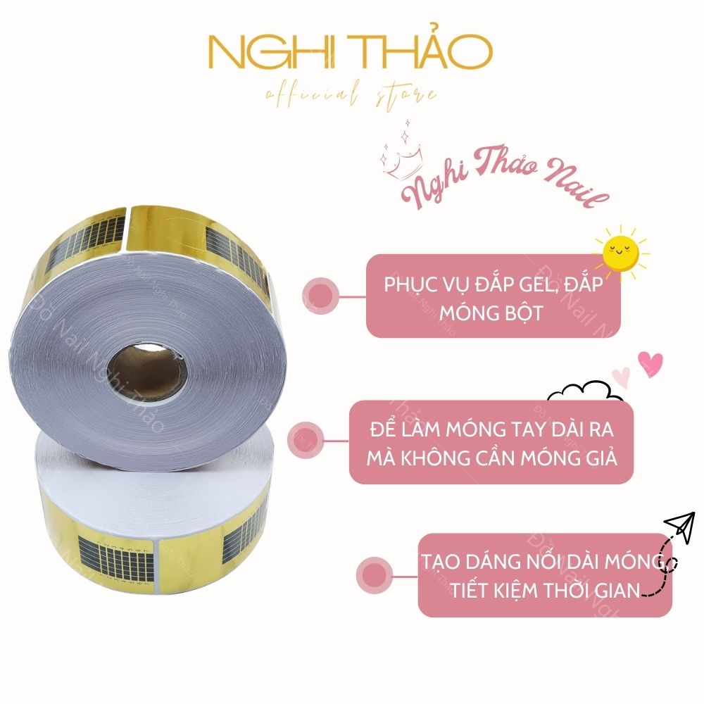 Giấy form móng đắp gel bột Nghi Thảo