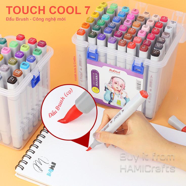 Bộ bút Marker Touch Cool 7 đầu Brush 24/36/48 màu chuyên dùng vẽ tranh hoạt  hình, phong cảnh 