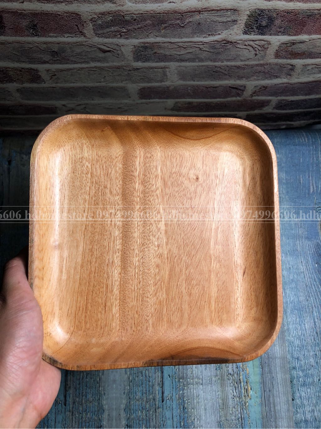 - Khay vuông, gỗ xà cừ nguyên khối - Đầy đủ kích thước