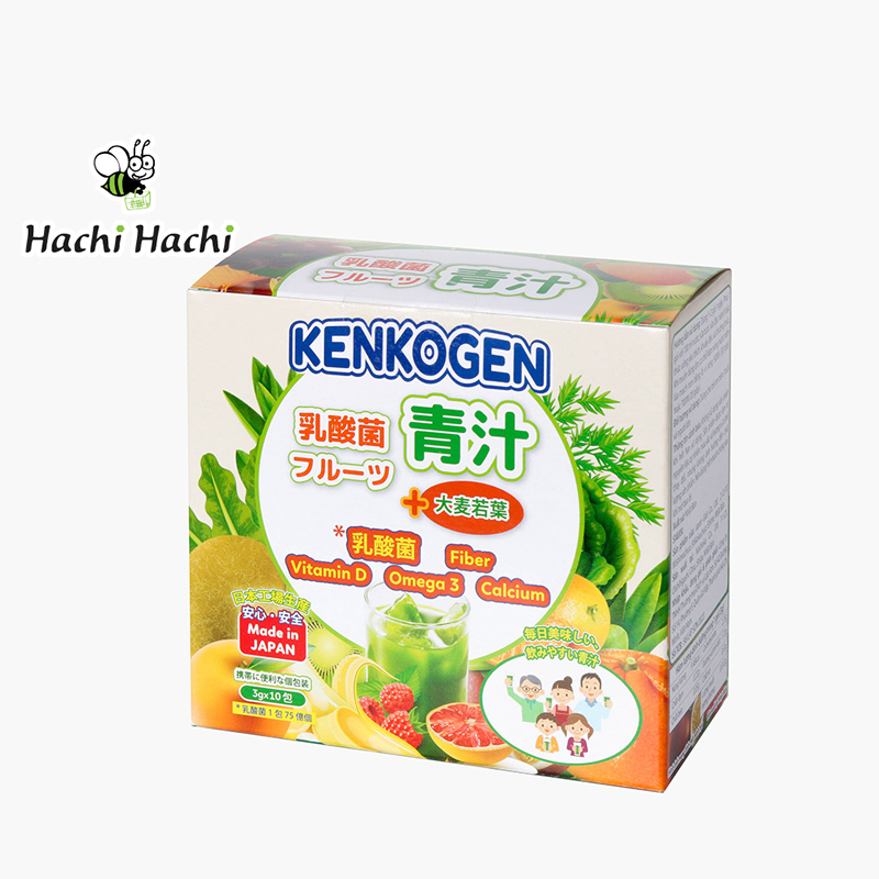 Bột mầm lúa mạch non Aojiru Kenkogen trái cây lợi khuẩn, chất xơ, Omega 3, Canxi D, Vit C - Hachi Hachi Japan Shop