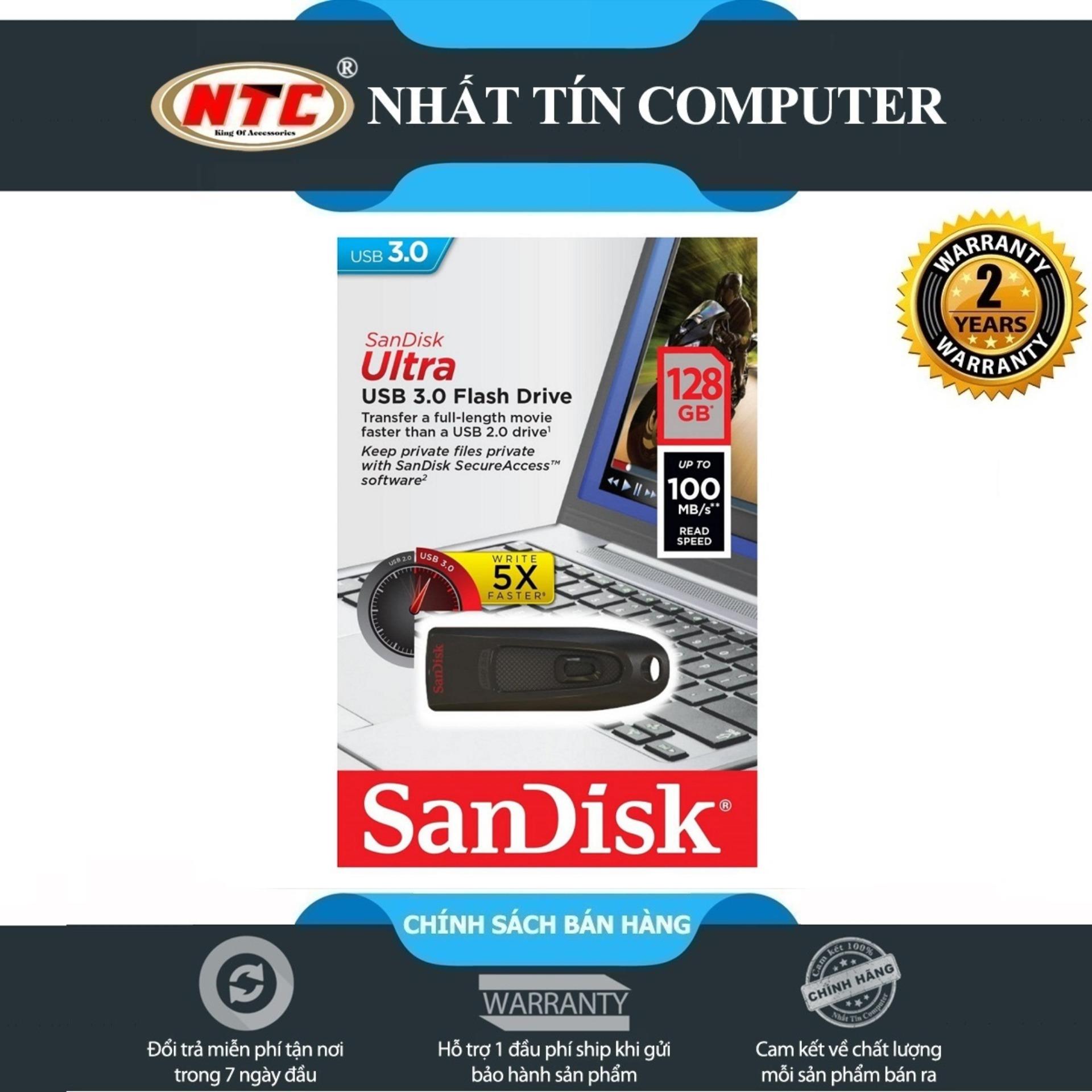 USB 3.0 SanDisk Ultra CZ48 128GB 100MB/s (Đen) - Nhất Tín Computer