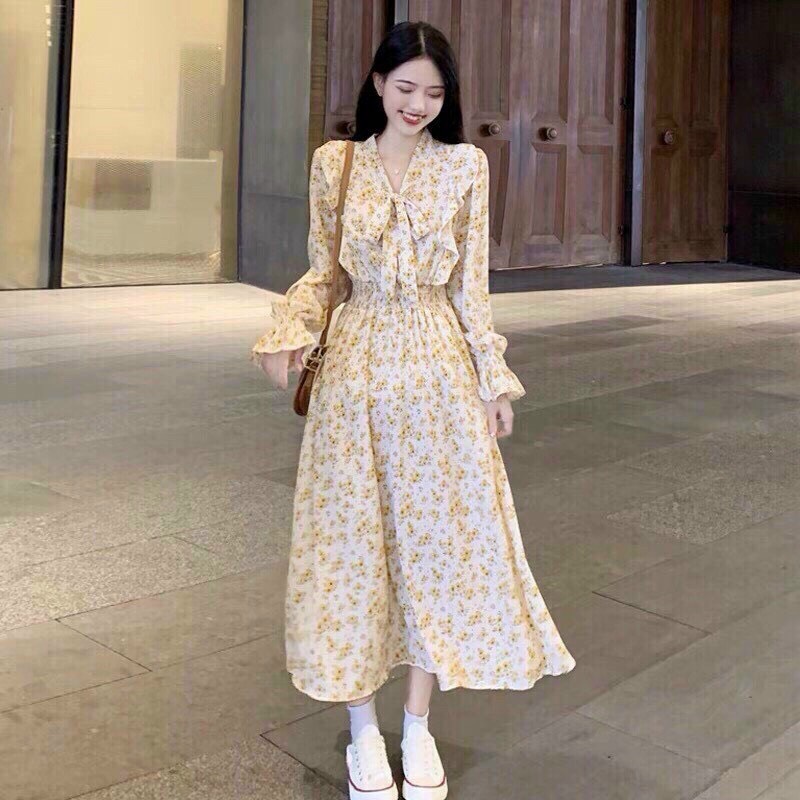 [FREESHIP MAX + HOÀN TIỀN MAX 15%] Đầm Maxi Hoa Nhí Tay Dài